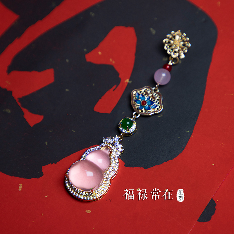 铜合金胸针 福禄常在葫芦古典国风旗袍压襟挂件流苏汉服配饰