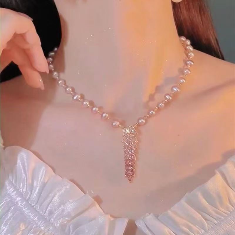 铜合金项链  网红爆款麦穗项链高级感设计小众项链吊坠饰品配饰