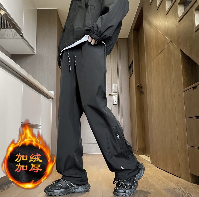 加绒加厚登山冲锋裤男女秋冬黑色工装裤2025新款大码户外运动裤子