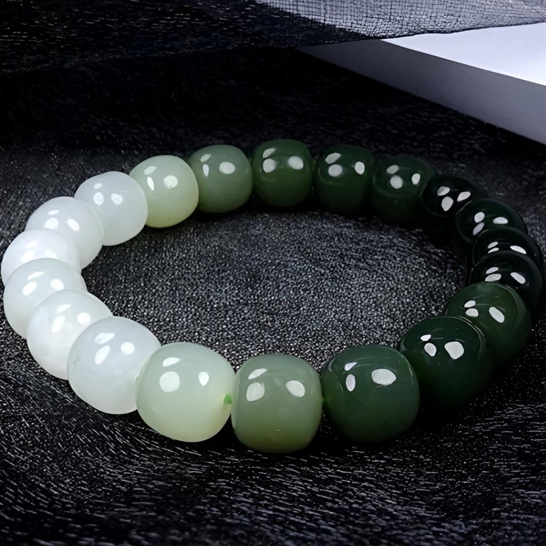 天然和田玉渐变色白玉桶珠和田玉手串老型珠男款女士单圈手链