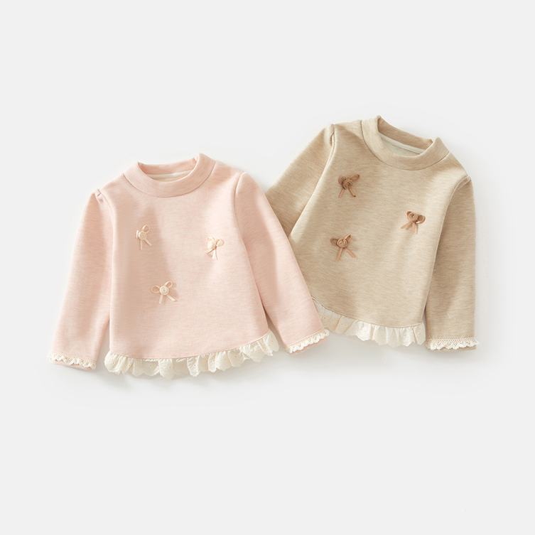 女童长袖t恤秋冬款2024新款洋气加绒儿童打底衫童装宝宝上衣冬装