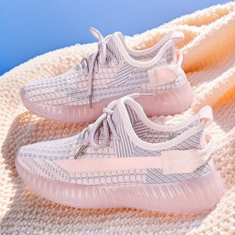 休闲透气椰子鞋女新款韩版运动女鞋网面飞织牛筋软底百搭跑步网孔