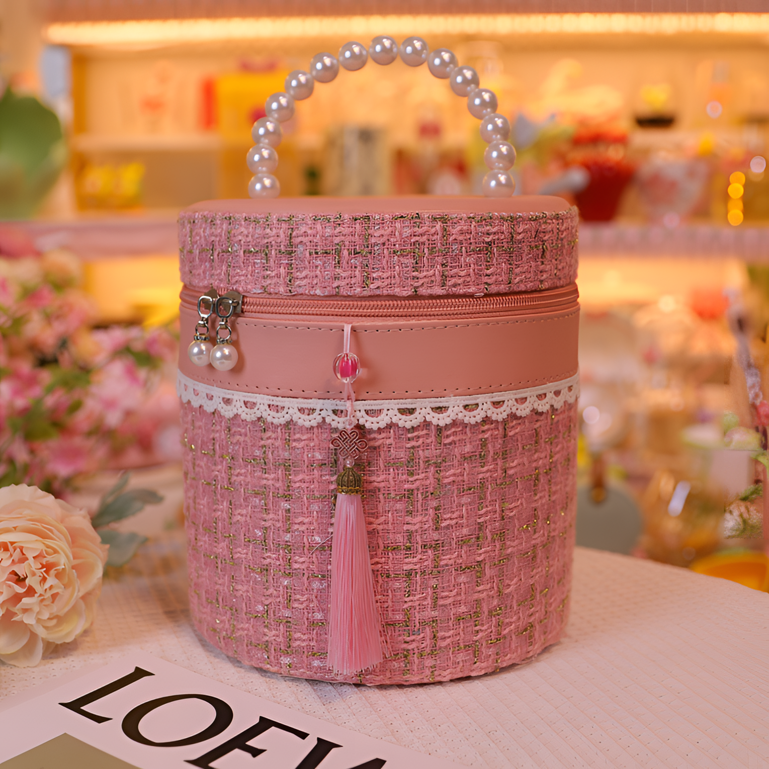 小香风化妆包大容量便携立体收纳包手提化妆箱袋化妆师收纳盒