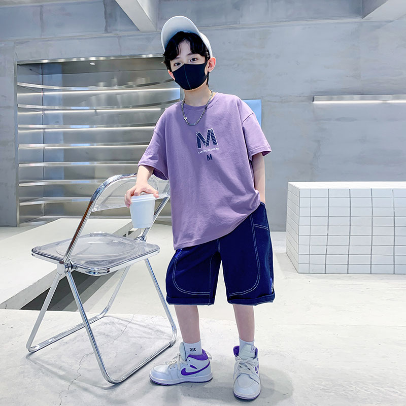 儿童装男童夏装套装夏季2025新款中大童洋气短袖男孩炸街衣服酷帅