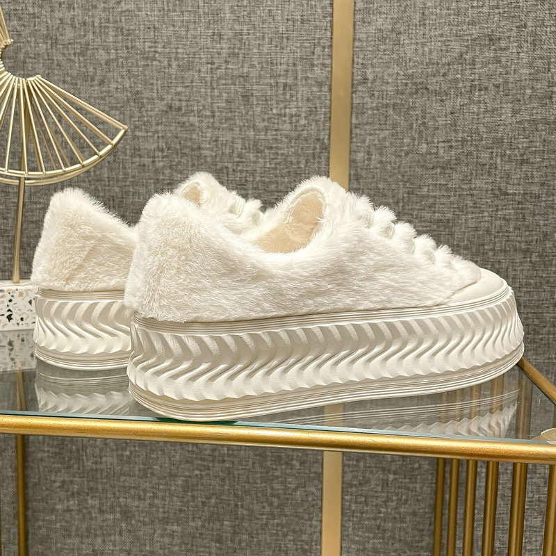 毛毛鞋女秋冬外穿2025新款厚底百搭白色毛绒鞋加绒女鞋棉鞋增高鞋