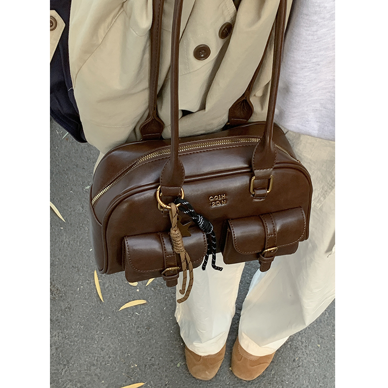 复古腋下包包女2025新款秋冬韩国手提大容量单肩包手提包保龄球包