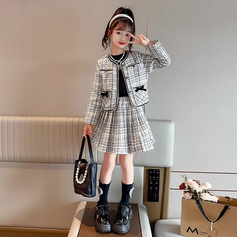 女童春装小香风套装裙2025新款洋气儿童两件套春秋冬中大童公主裙