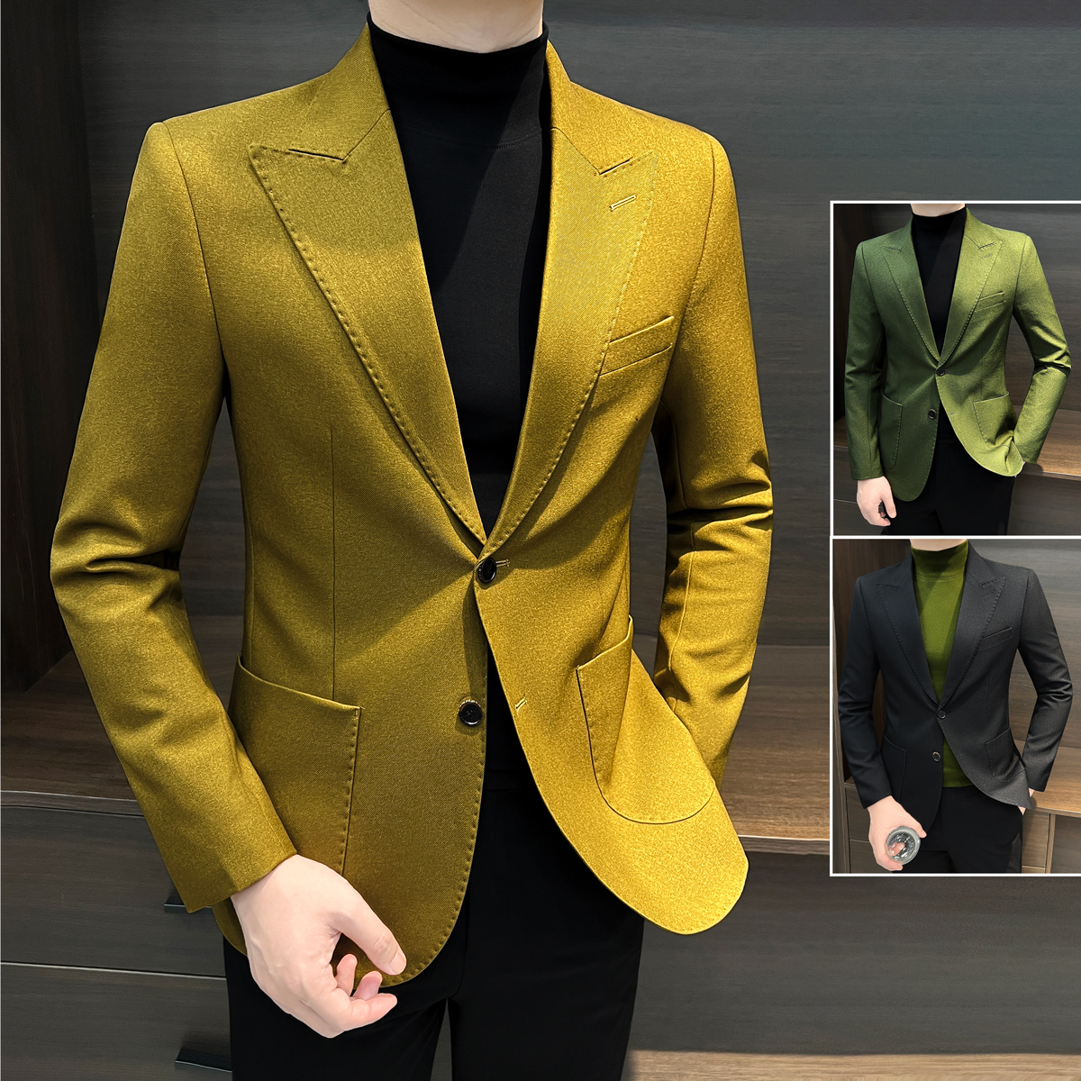 戗驳领西装外套男款2025炸街潮牌英伦雅痞风男装秋季韩版修身西服