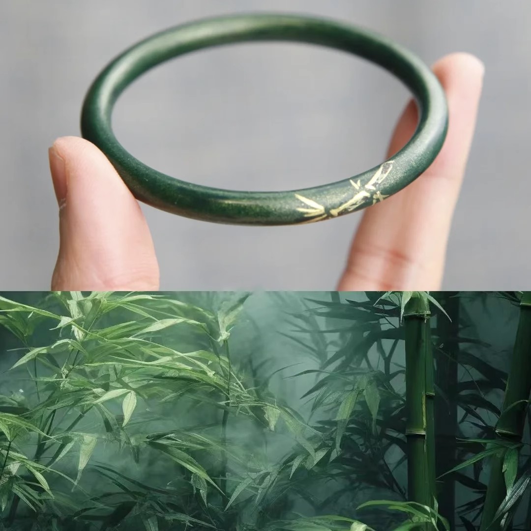 铜合金手镯 国风新中式漆艺浮光竹影手镯女非遗古典民族风叮当镯