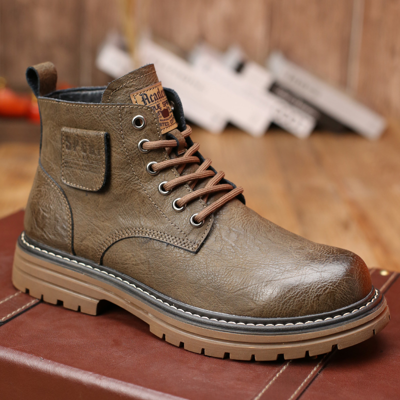 群狼·世家马丁靴冬季保暖搭子真皮时尚工装靴百搭厚底加绒男靴子