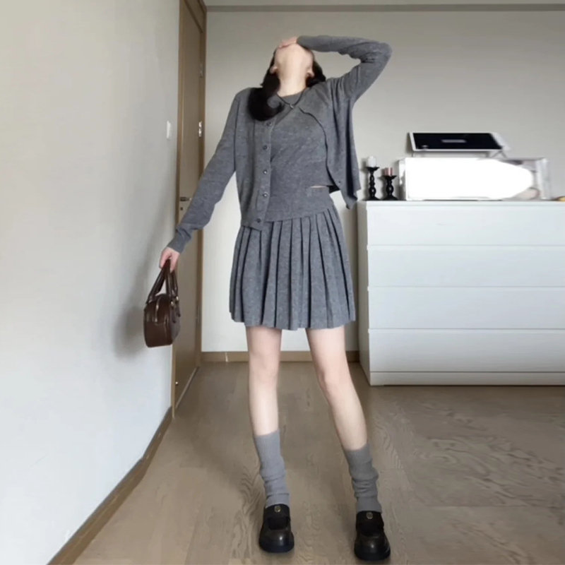 女装秋季新款时尚套装毛衣开衫外套上衣针织显瘦气质三件套长袖