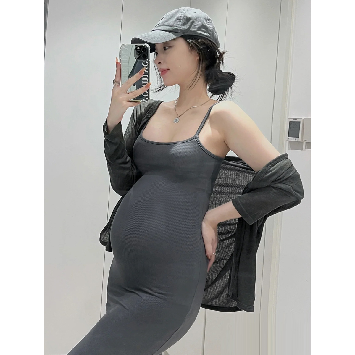 带胸垫卡戴珊辣妈裙时尚鱼尾裙修身长款包臀孕妇连衣裙两件套夏装