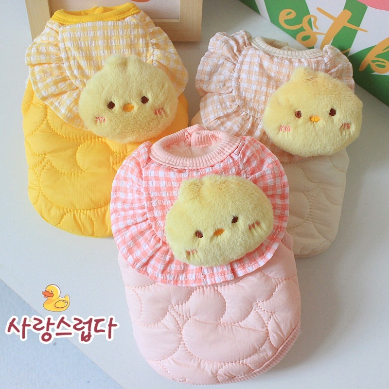 软萌可爱小鸭宠物衣服狗狗秋冬服装比熊猫咪夹棉保暖冬季马甲背心