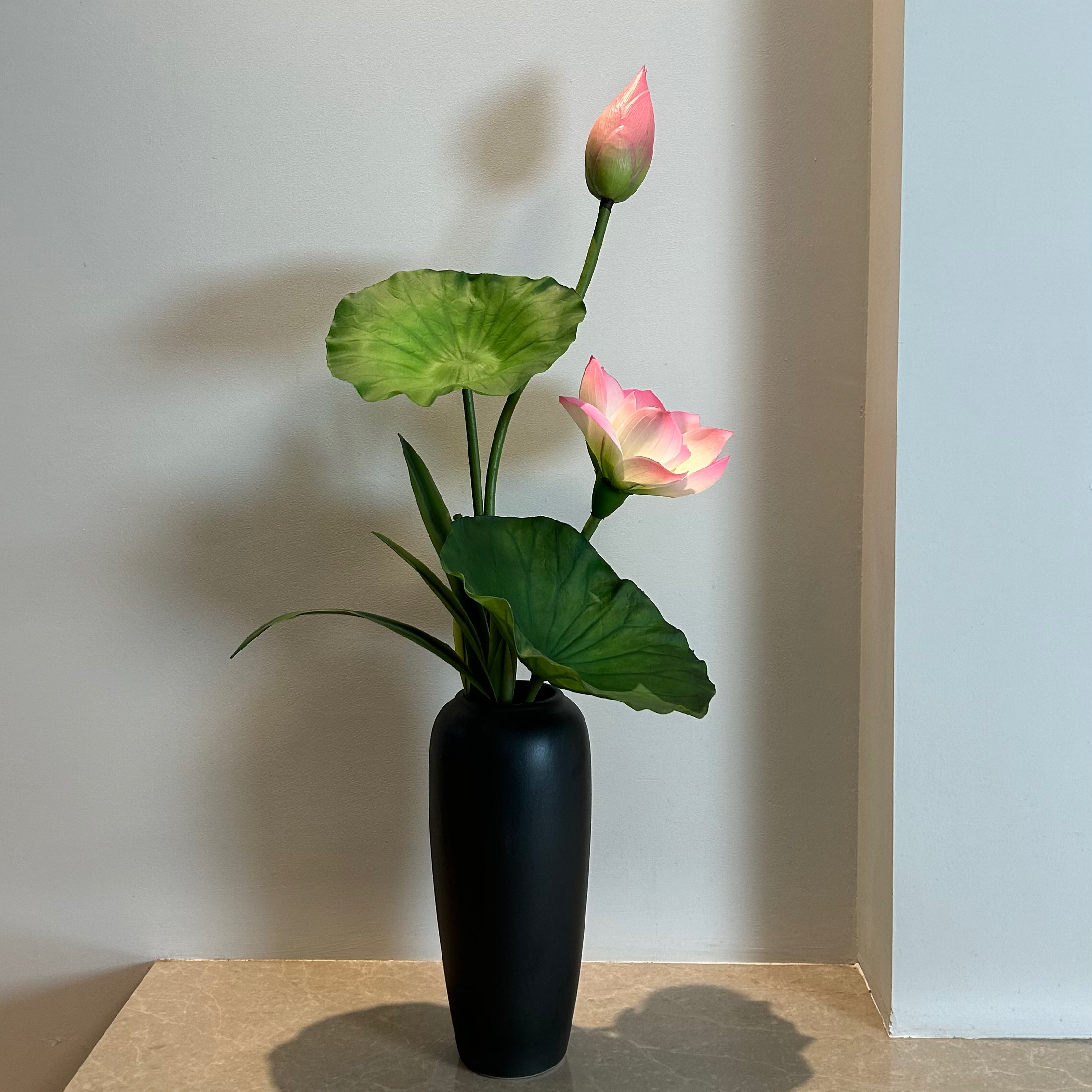 【柿吉】六月春 满塘仿真荷花仿真荷叶荷包仿真花绢花桌面客厅摆件