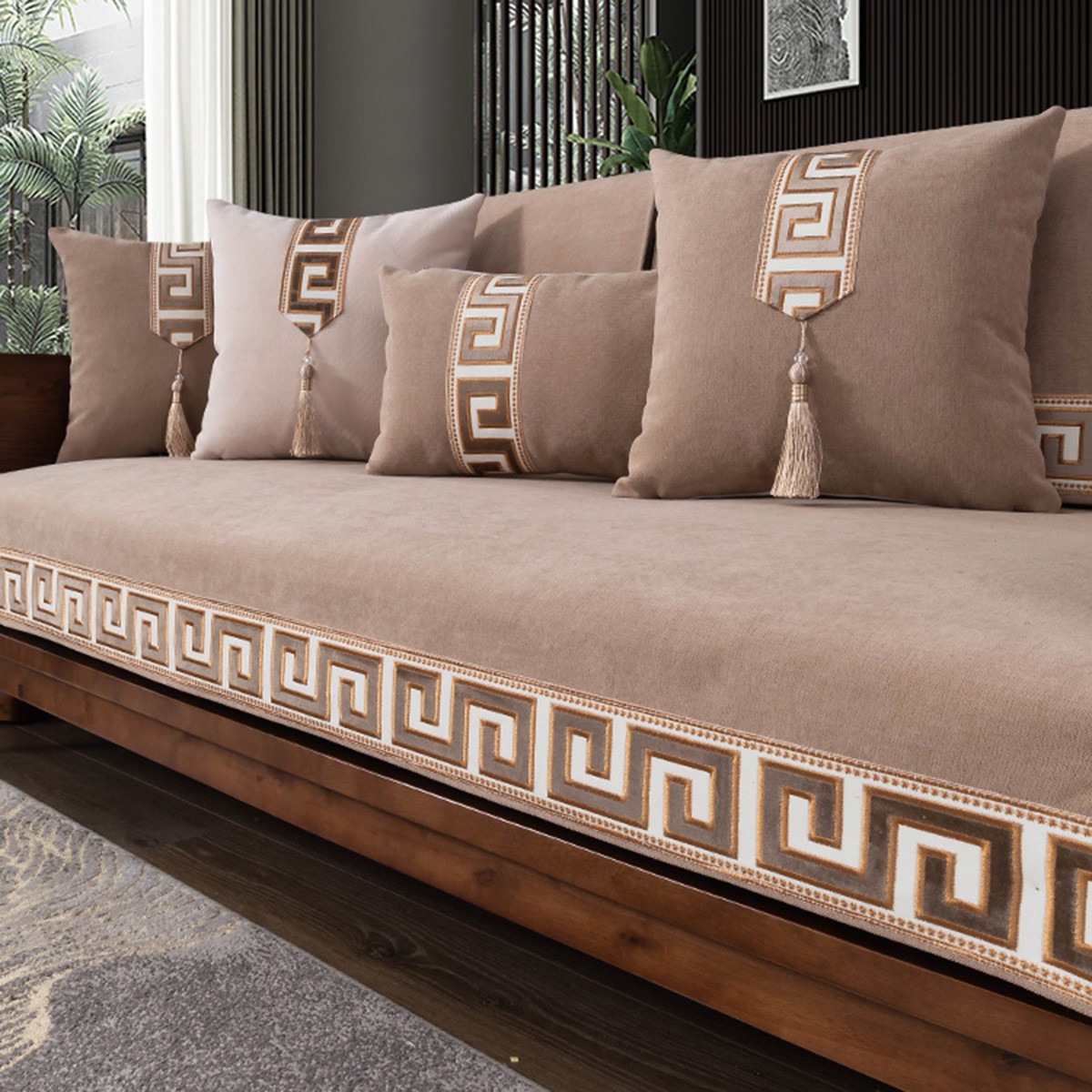 【回型】简约现代四季通用雪尼尔中式沙发垫防滑套装靠背客厅搭配