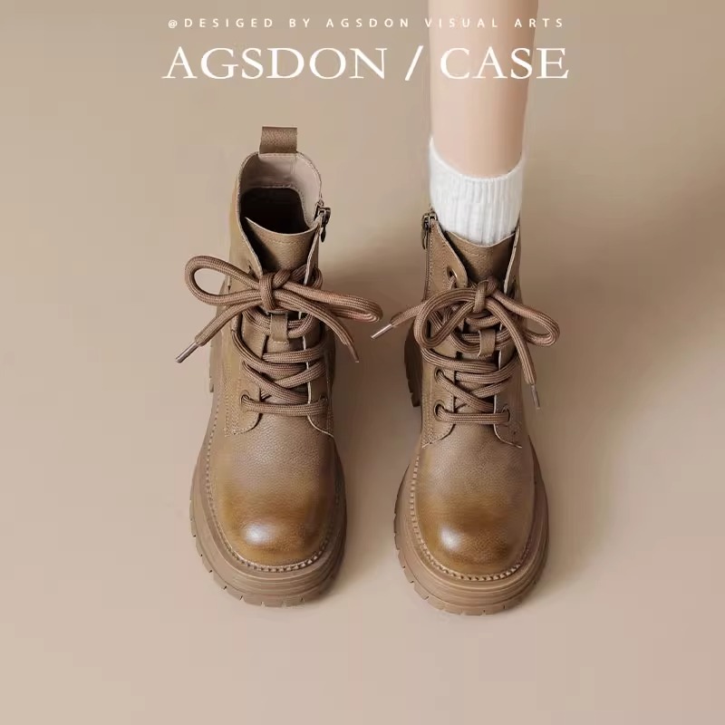 奥古狮登踢不烂大黄靴女2025秋季新款马丁靴美拉德厚底短靴工装靴