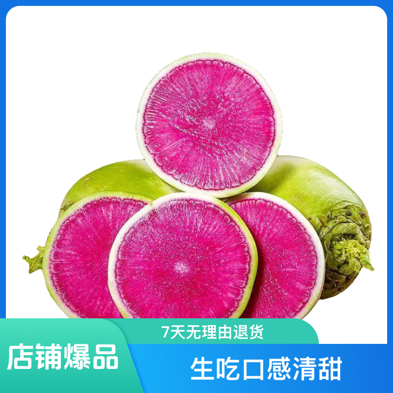 东北心里美萝卜清脆绿皮蘸酱微辣生吃萝卜清甜口感红心萝卜