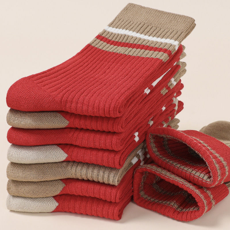 100%纯棉女袜子秋冬中筒袜加厚堆堆袜女生长筒袜学生党无骨防臭袜