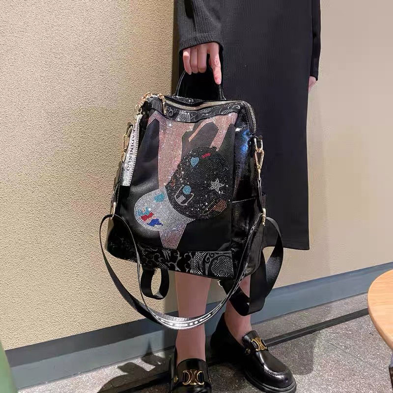 香港DICE潮牌双肩包帽子烫钻小众设计师单肩斜挎手提包潮流大容量