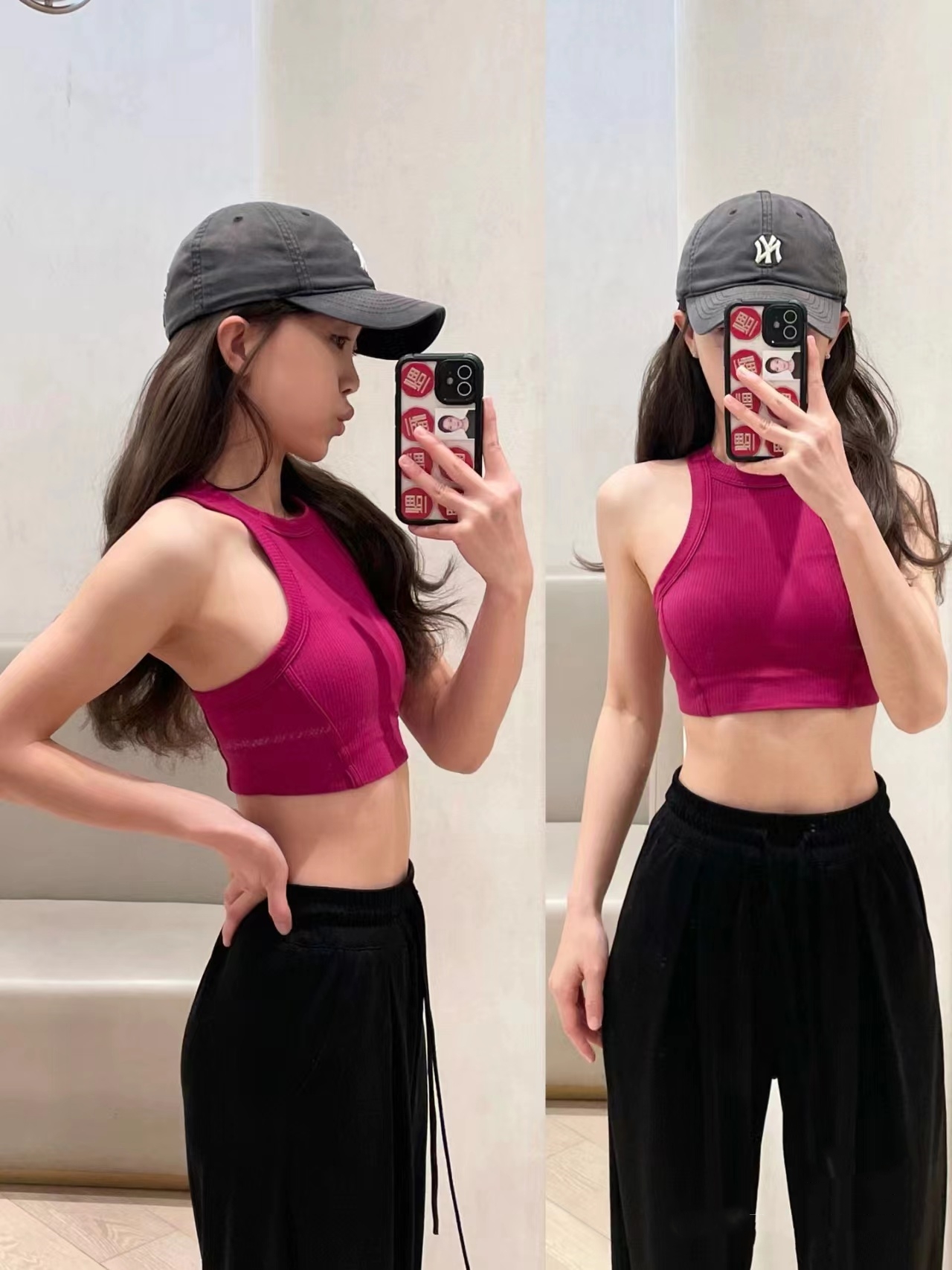 工字螺纹运动背心女含胸垫瑜伽速干健身文胸跑步防震瑜伽服夏