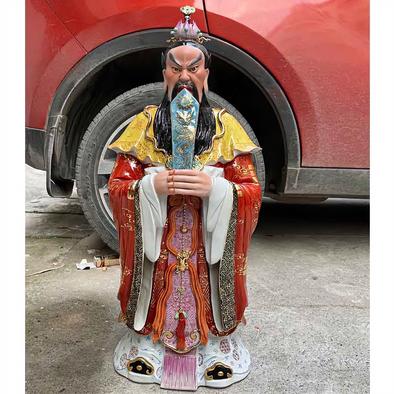张天师神像景德镇雕塑瓷厂手工捏雕陶瓷张道陵张天师龙虎山摆件