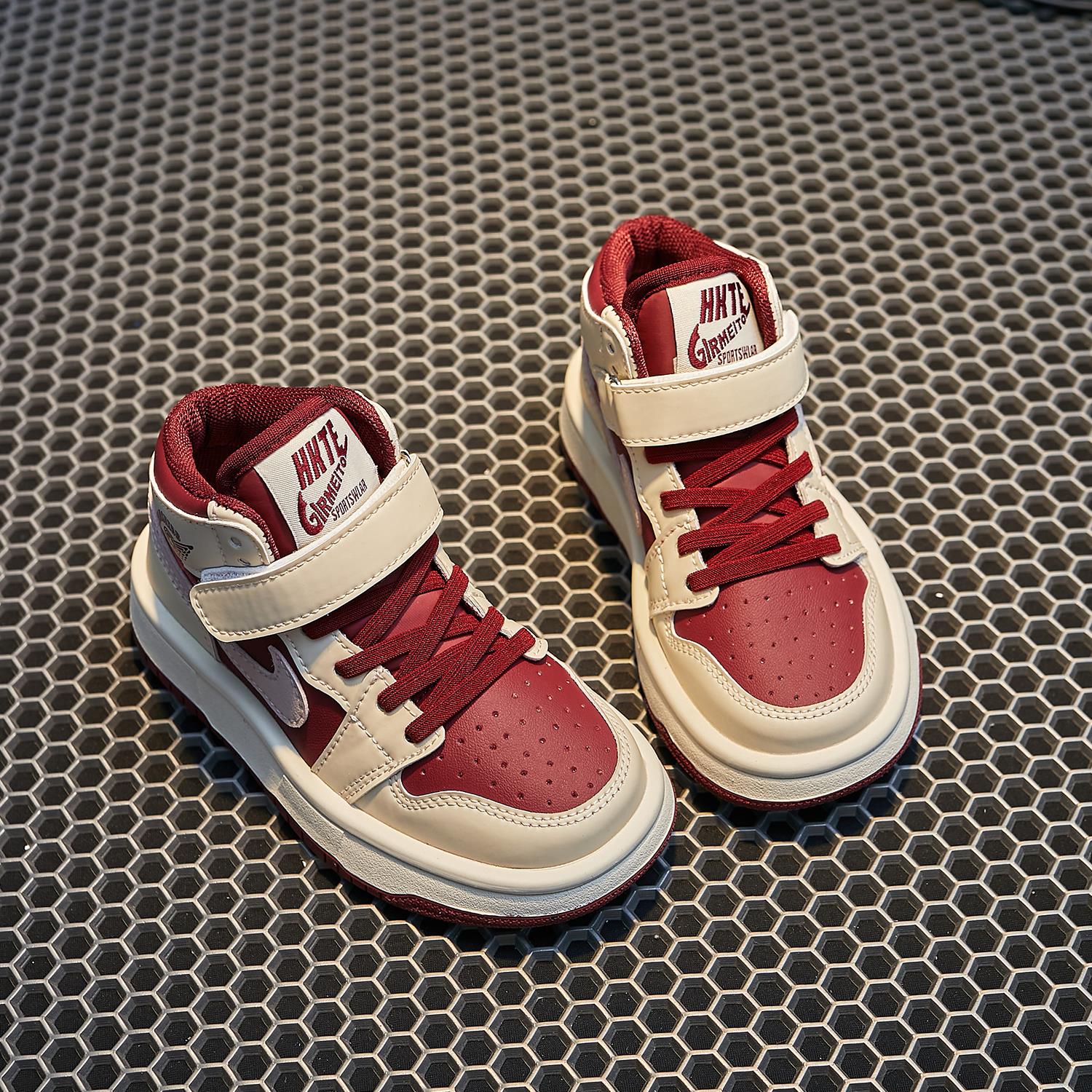 大黄蜂AJ高帮休闲运动童鞋2025秋冬女童加绒二棉板鞋男童夜光球鞋