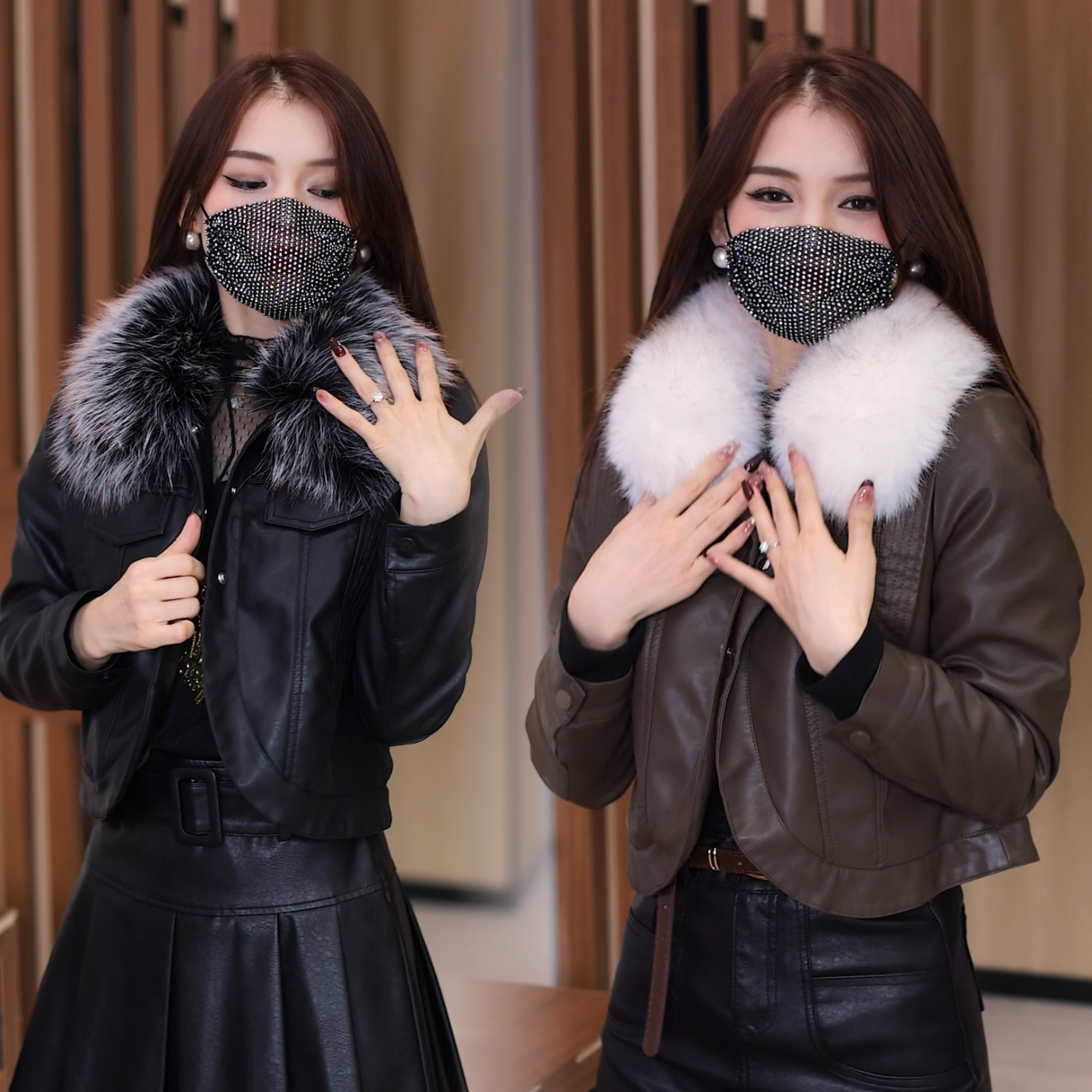 海宁软皮加绒皮衣洋气保暖外套女短款皮夹克显瘦百搭小个子上衣