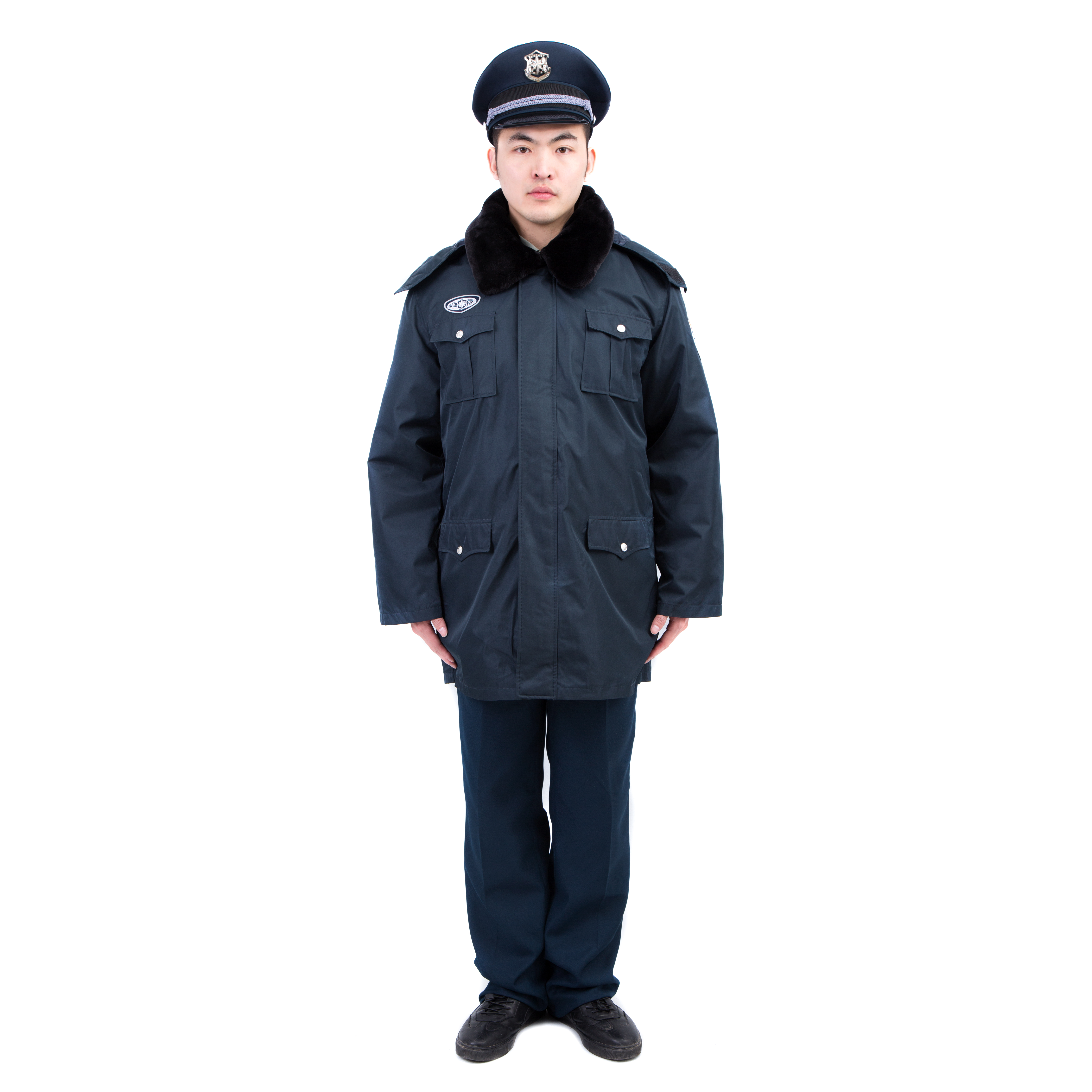 新式保安服外套大衣加厚棉服冬季防寒服多功能冬季中长棉衣常服