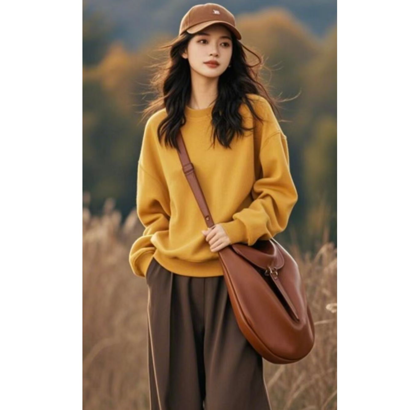 韩系休闲慵懒风宽松卫衣阔腿裤女2025秋冬新款时尚简约两件套女装