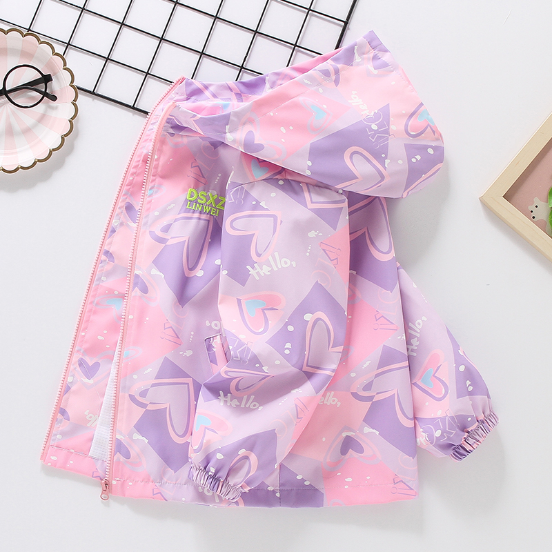 女童春秋外套儿童冲锋衣2025新款秋装中大童洋气女孩连帽薄款上衣