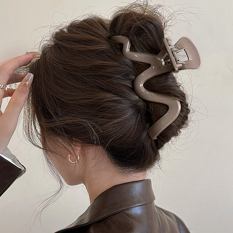 波浪抓夹女2025新款高级感发夹后脑勺鲨鱼夹子大号发量多头饰发卡