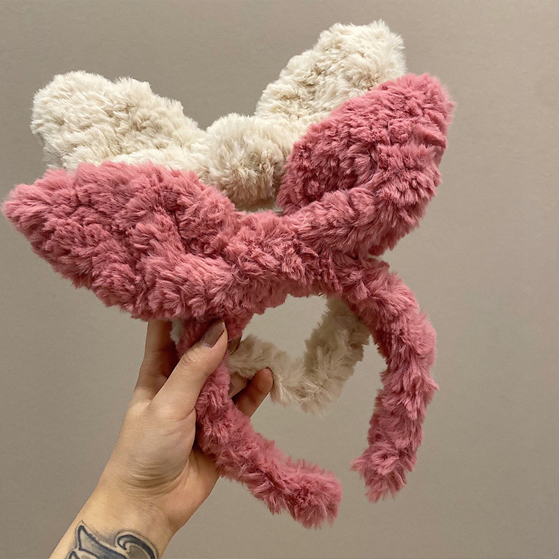 冬季新款可爱兔耳朵毛绒发箍女洗脸发箍发卡网红时尚气质2138