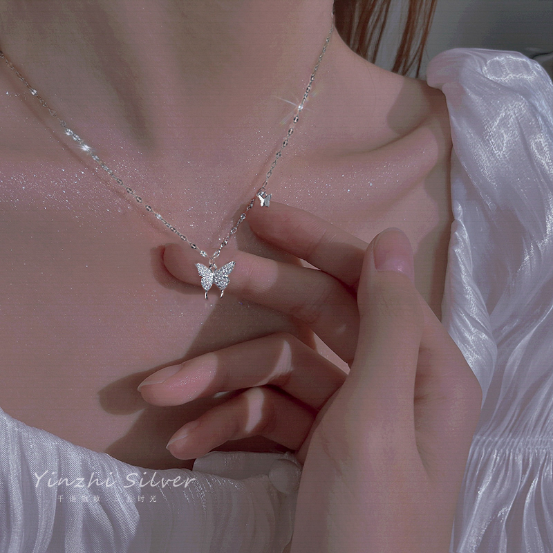 银致 坠链均925银 蝴蝶项链女2024新款轻奢小众锁骨链爆款送礼物