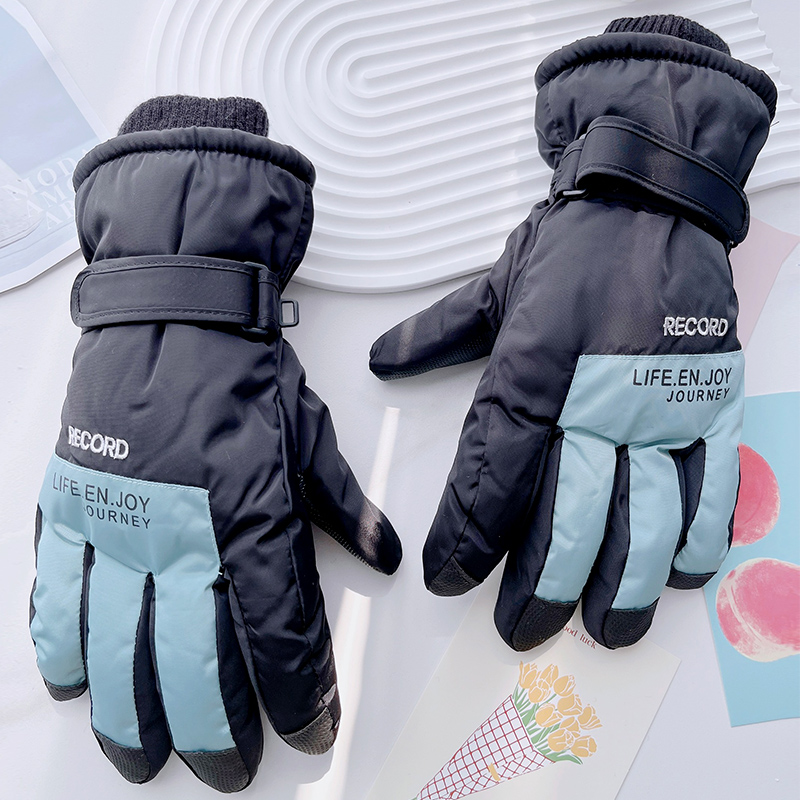 男女冬季加厚绒保暖摩托车防水防滑防风骑行触屏玩雪滑雪棉手套冬