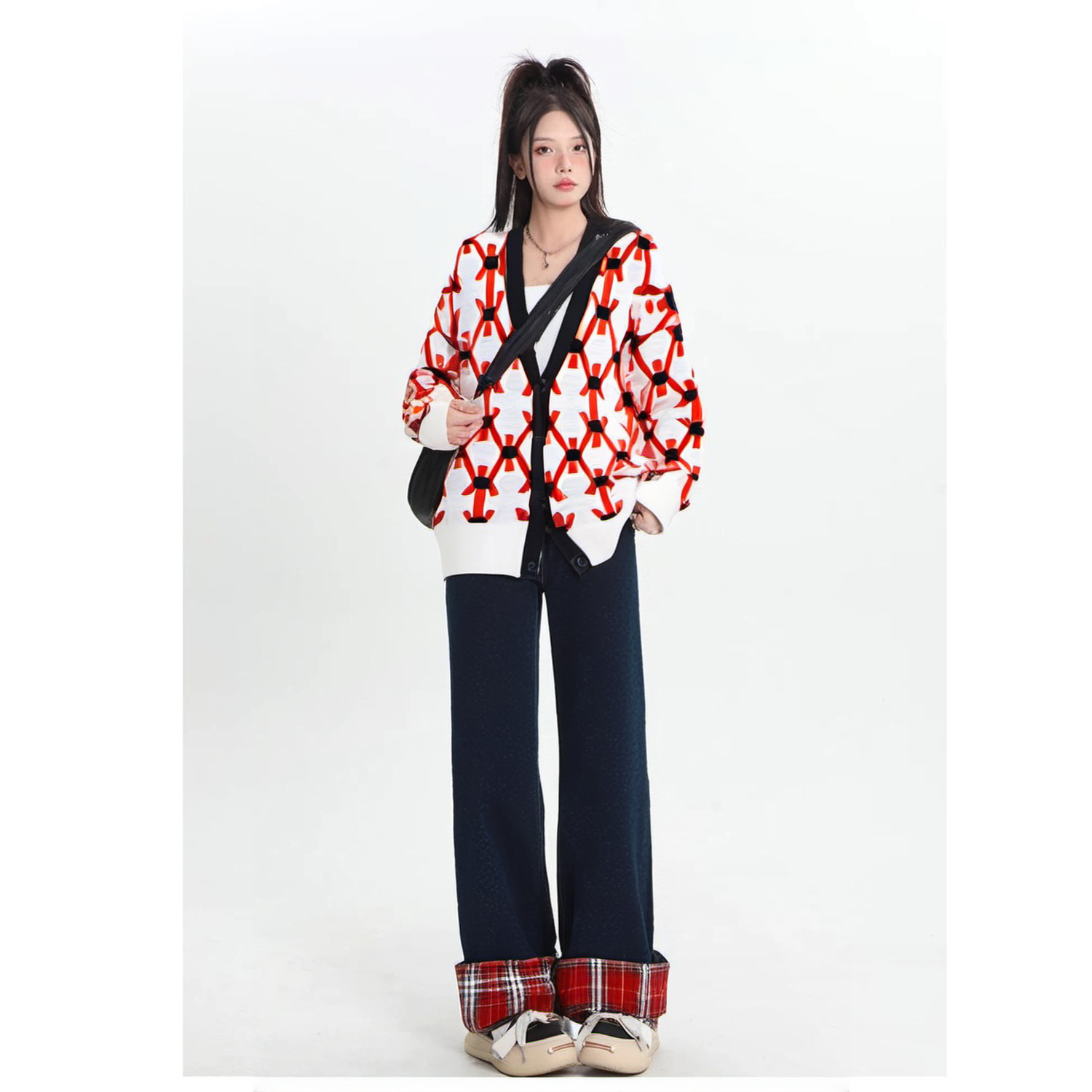 Basic House/百家好百搭潮流女士针织衫 BJ317-HUCD728AIV