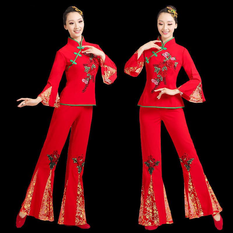 广场舞蹈服春夏季秧歌服大码中老年民族风秧歌舞舞台演出服装喜庆