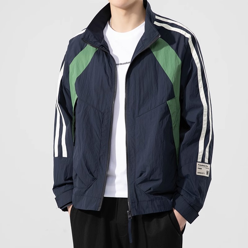 潮牌痞帅工装外套男春秋潮牌拼接夹克2025新款美式立领休闲上衣服