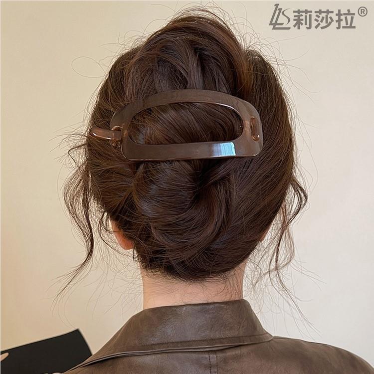 简约气质椭圆发夹女后脑勺2025新款一字扭扭夹大号盘发量多头饰夏