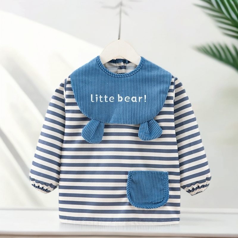 秋冬儿童吃饭防水防污围裙宝宝罩衣幼儿园长袖反穿衣可爱新款围兜