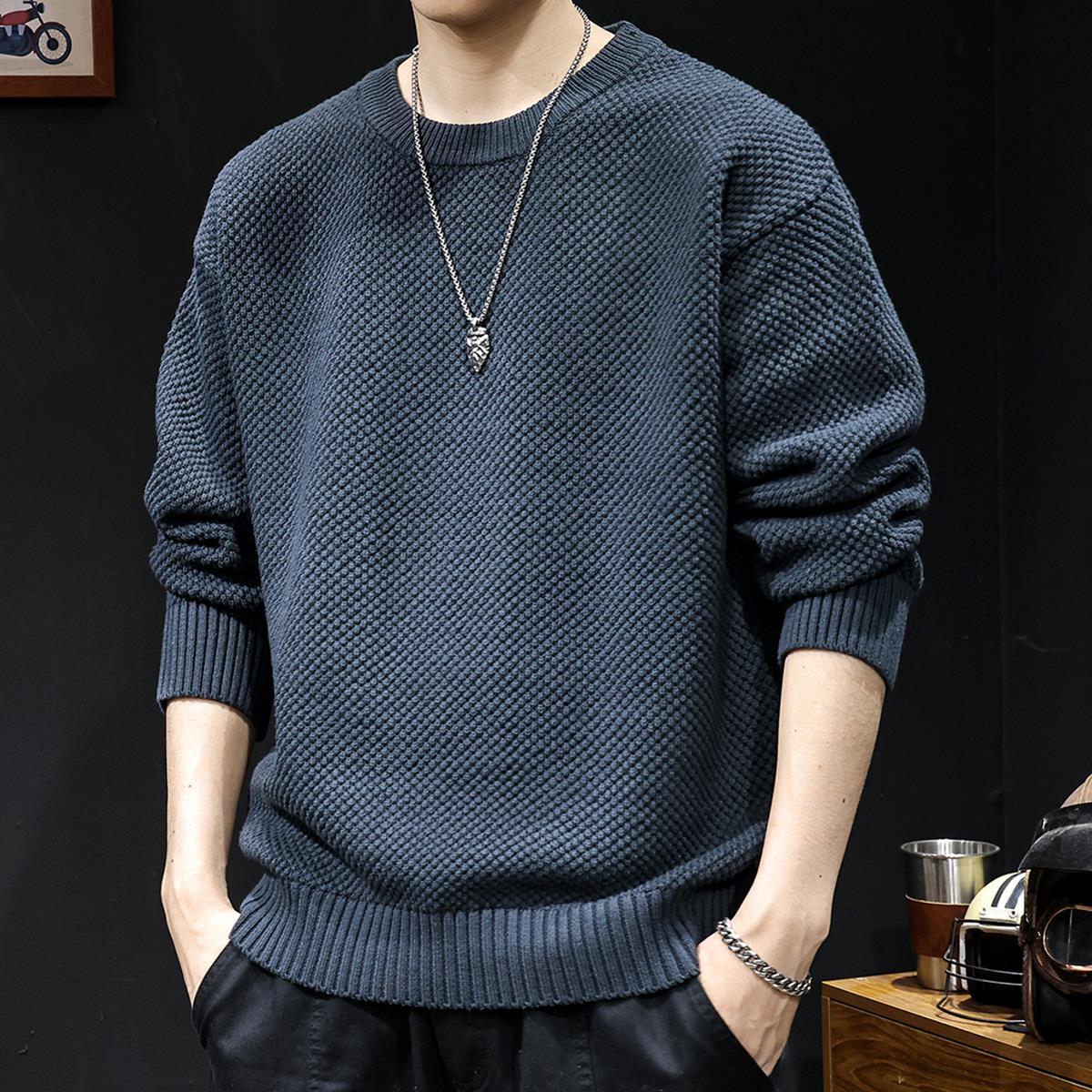 粗线重磅毛衣男冬季2025新款慵懒风针织潮牌宽松大码男士外套秋冬