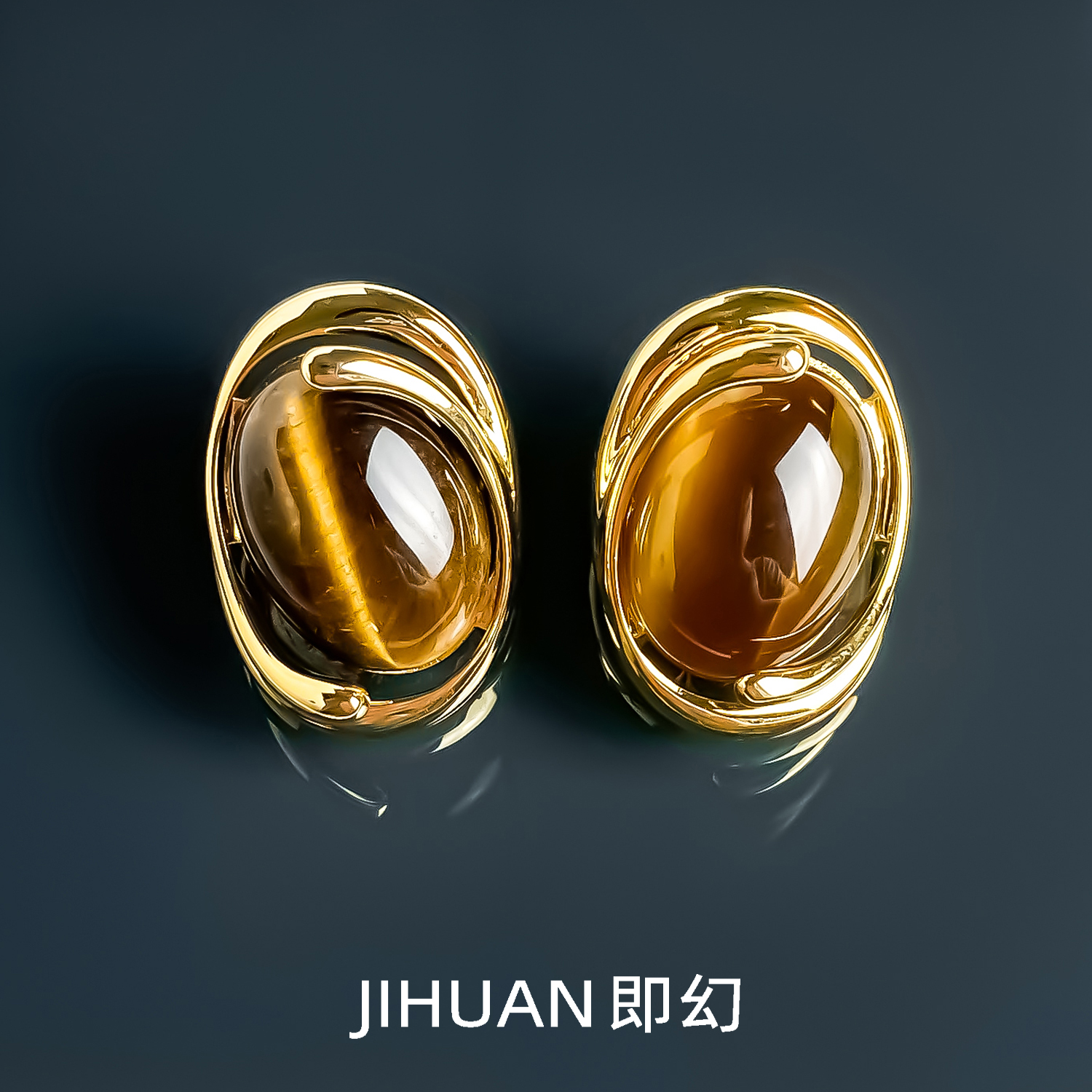 铜合金耳饰 法式小众复古耳钉咖色简约百搭设计师耳环 S-8094