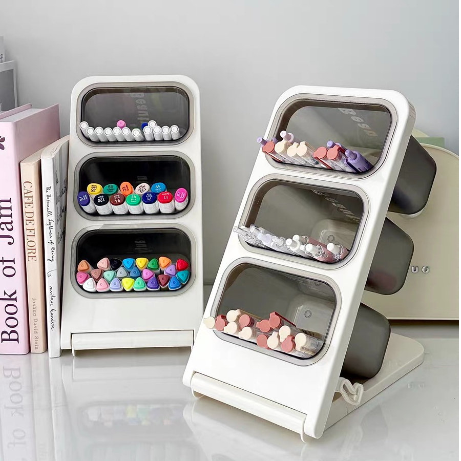 斜插式笔筒文具收纳盒大容量儿童学生书桌笔盒办公室桌面笔架