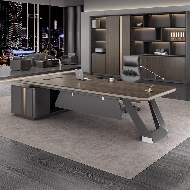 金鸾老板桌简约现代办公家具板式大班台总裁桌主管经理桌办公桌椅