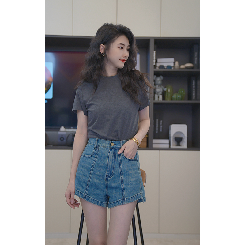 小乖逃X蓝色幽梦短款百搭牛仔短裤高腰休闲时尚221205
