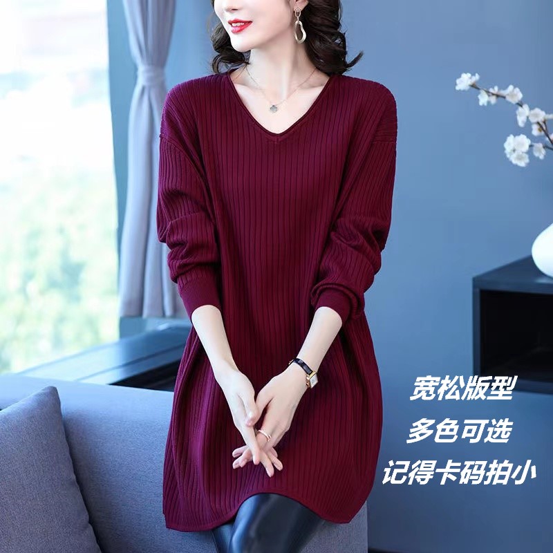 秋冬女款衣服宽松大码针织连衣裙秋款时尚女装休闲百搭爆款裙子