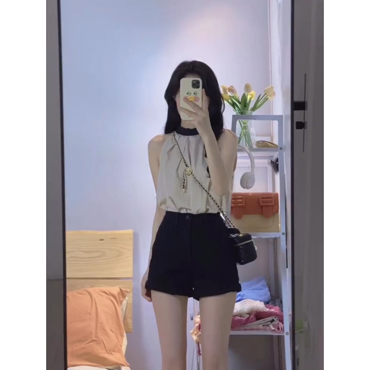 小个子显高时尚套装女夏季2025新款时髦洋气无袖上衣+短裤两件套