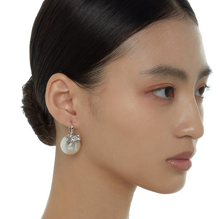 BOONEE 铜合金合成锆石耳饰 半糖系列蝴蝶结耳环气质高级小众耳钉