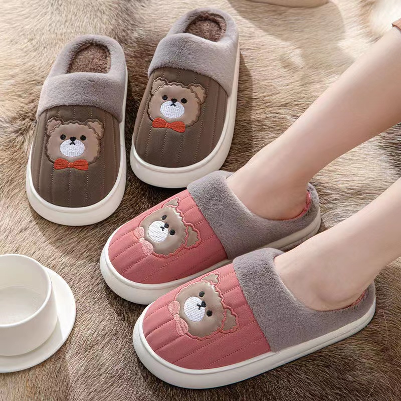 防水防滑加厚棉拖鞋新款静音软底加绒保暖冬季居家高档冬季棉拖鞋