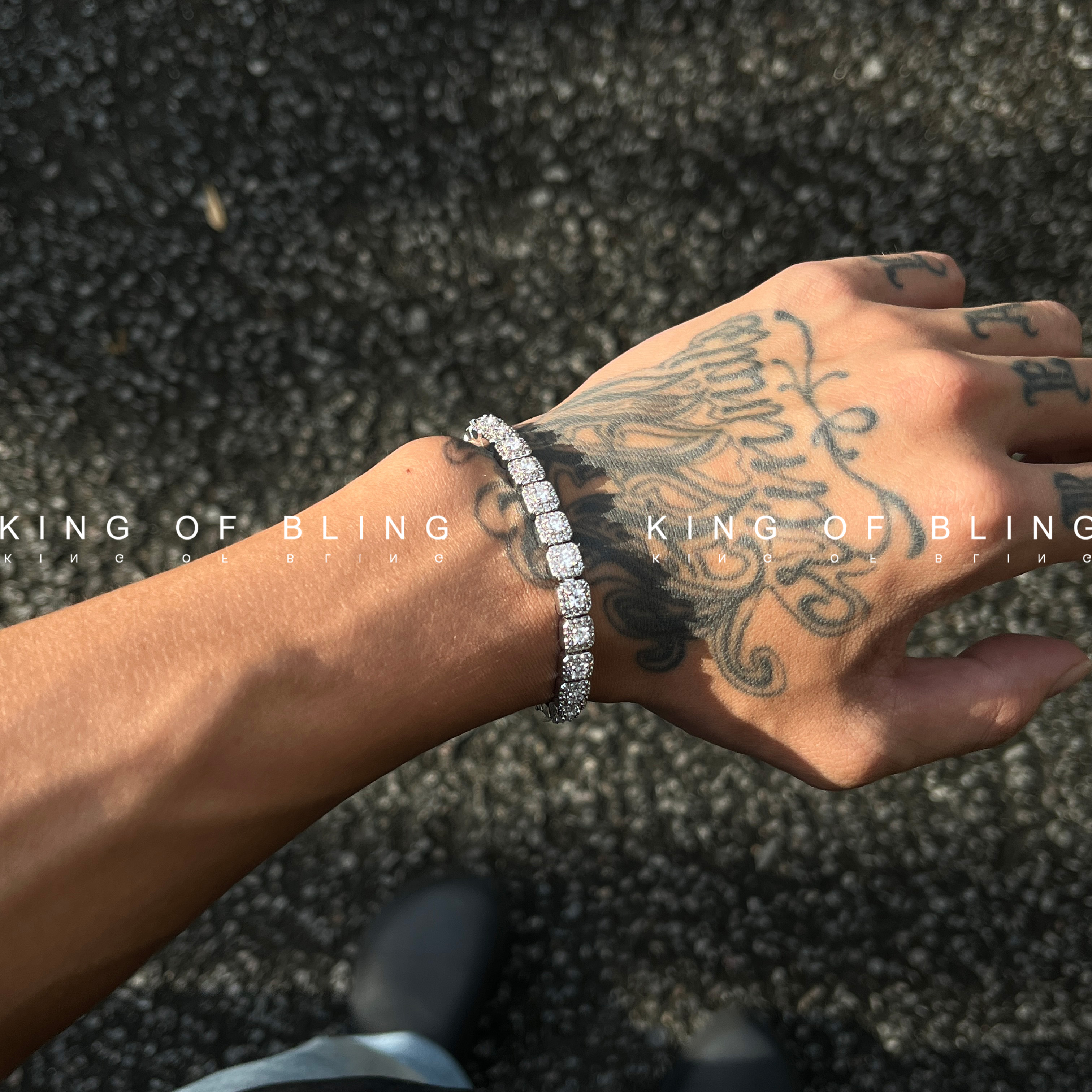 铜合金合成锆石手链 KING OF BLING6mm冰糖手链嘻哈轻奢高级潮流