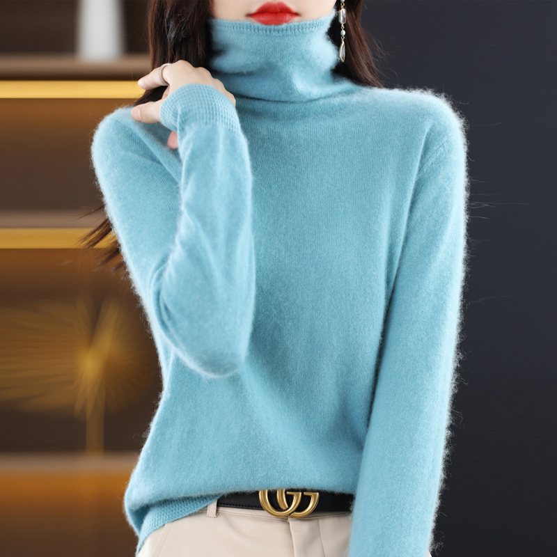 柔软细腻高档撤柜舒适简约气质堆堆领套头毛衣女高级感薄款保暖上